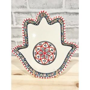 Kamsah Hand Serving Platter Custom Hand-Painted Ceramic 9”